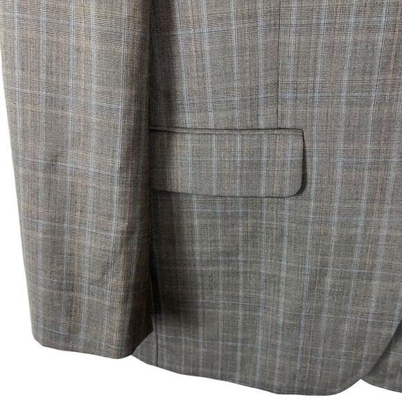 Bachrach 100% Wool Plaid Taupe Brown 2 Button Suit Jacket Blazer sz 42 Long 42L - Picture 6 of 16